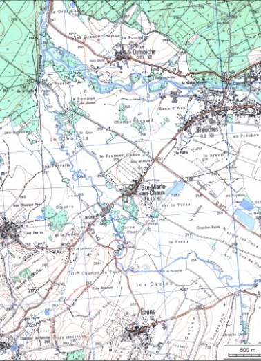 Carte de localisation. Carte topographique au 1:25000, I.G.N., Luxeuil-les-Bains, 3420 E. SCAN 25 © IGN - 2008, Licence n°2008CISE29-68. © Région Bourgogne-Franche-Comté, Inventaire du patrimoine