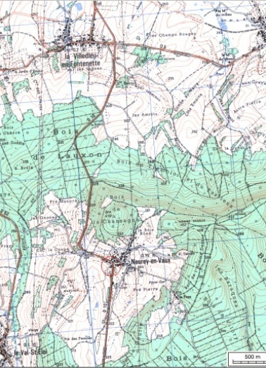 Carte de localisation. Carte topographique au 1:25000, I.G.N., Conflans-sur-Lanterne, 3420 O. SCAN 25 © IGN - 2008, Licence n°2008CISE29-68. © Région Bourgogne-Franche-Comté, Inventaire du patrimoine