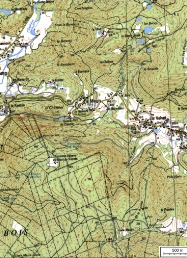 Carte de localisation. Carte topographique au 1:25000, I.G.N., Ballon d'Alsace, 3520 E. SCAN 25 © IGN - 2008, Licence n°2008CISE29-68. © Région Bourgogne-Franche-Comté, Inventaire du patrimoine