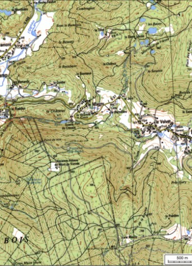 Carte de localisation. Carte topographique au 1:25000, I.G.N., Mélisey, 3520 O. SCAN 25 © IGN - 2008, Licence n°2008CISE29-68. © Région Bourgogne-Franche-Comté, Inventaire du patrimoine
