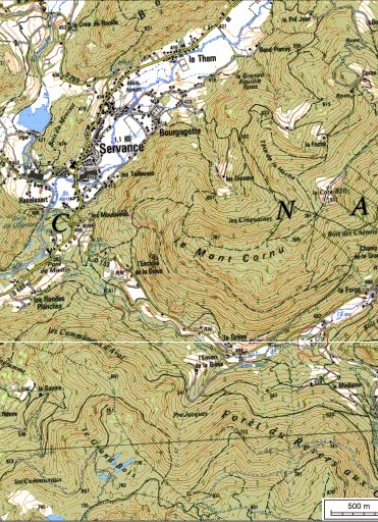 Carte de localisation. Carte topographique au 1:25000, I.G.N., Ballon d'Alsace, 3520 E. SCAN 25 © IGN - 2008, Licence n°2008CISE29-68. © Région Bourgogne-Franche-Comté, Inventaire du patrimoine