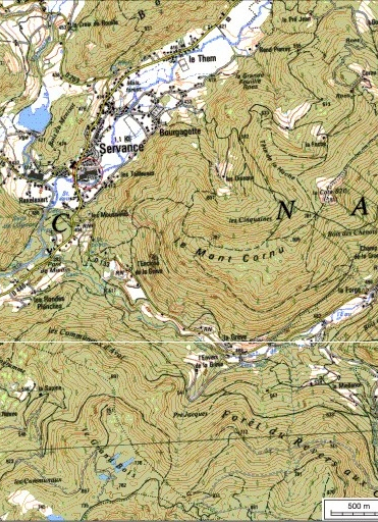 Carte de localisation. Carte topographique au 1:25000, I.G.N., Ballon d'Alsace, 3520 E. SCAN 25 © IGN - 2008, Licence n°2008CISE29-68. © Région Bourgogne-Franche-Comté, Inventaire du patrimoine