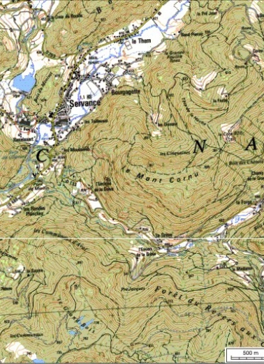 Carte de localisation. Carte topographique au 1:25000, I.G.N., Ballon d'Alsace, 3520 E. SCAN 25 © IGN - 2008, Licence n°2008CISE29-68. © Région Bourgogne-Franche-Comté, Inventaire du patrimoine