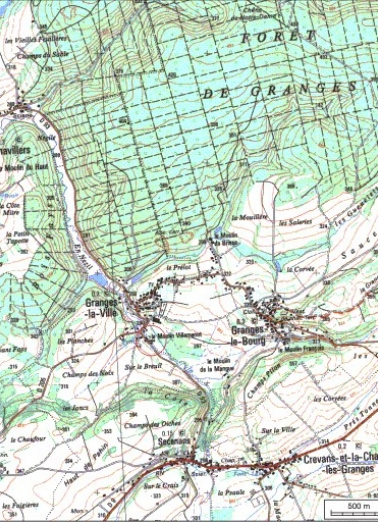 Carte de localisation. Carte topographique au 1:25000, I.G.N., Lure, 3521 O. SCAN 25 © IGN - 2008, Licence n°2008CISE29-68. © Région Bourgogne-Franche-Comté, Inventaire du patrimoine