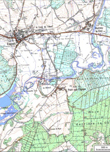 Carte de localisation. Carte topographique au 1:25000, I.G.N., Villersexel, 3421 E. SCAN 25 © IGN - 2008, Licence n°2008CISE29-68. © Région Bourgogne-Franche-Comté, Inventaire du patrimoine