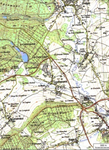 Carte de localisation. Carte topographique au 1:25000, I.G.N., Belfort, 3621 OT. SCAN 25 © IGN - 2008, Licence n°2008CISE29-68. © Région Bourgogne-Franche-Comté, Inventaire du patrimoine