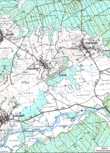 Carte de localisation. Carte topographique au 1:25000, I.G.N., Conflans-sur-Lanterne, 3420 O. SCAN 25 © IGN - 2008, Licence n°2008CISE29-68. © Région Bourgogne-Franche-Comté, Inventaire du patrimoine