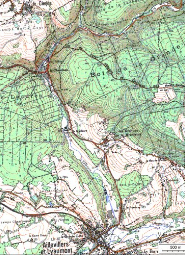 Carte de localisation. Carte topographique au 1:25000, I.G.N., Saint-Loup-sur-Semouse, 3419 O. SCAN 25 © IGN - 2008, Licence n°2008CISE29-68. © Région Bourgogne-Franche-Comté, Inventaire du patrimoine Carte de localisation. Carte topographique au 1:25000, I.G.N., Saint-Loup-sur-Semouse, 3419 O. SCAN 25 © IGN - 2008, Licence n°2008CISE29-68. © Région Bourgogne-Franche-Comté, Inventaire du patrimoine