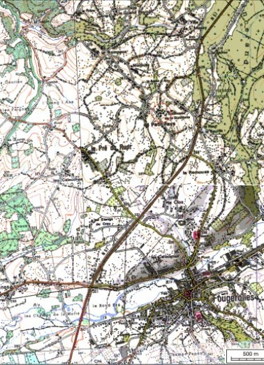Carte de localisation. Carte topographique au 1:25000, I.G.N., Remiremont, 3519 O. SCAN 25 © IGN - 2008, Licence n°2008CISE29-68. © Région Bourgogne-Franche-Comté, Inventaire du patrimoine