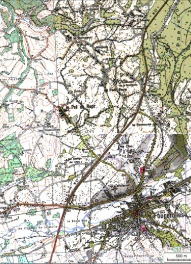 Carte de localisation. Carte topographique au 1:25000, I.G.N., Remiremont, 3519 O. SCAN 25 © IGN - 2008, Licence n°2008CISE29-68. © Région Bourgogne-Franche-Comté, Inventaire du patrimoine