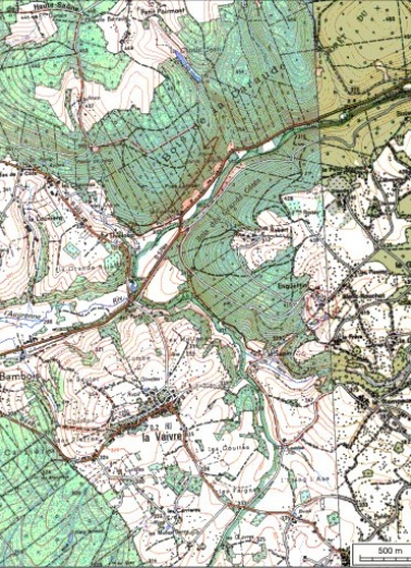 Carte de localisation. Carte topographique au 1:25000, I.G.N., Remiremont, 3519 O. SCAN 25 © IGN - 2008, Licence n°2008CISE29-68. © Région Bourgogne-Franche-Comté, Inventaire du patrimoine
