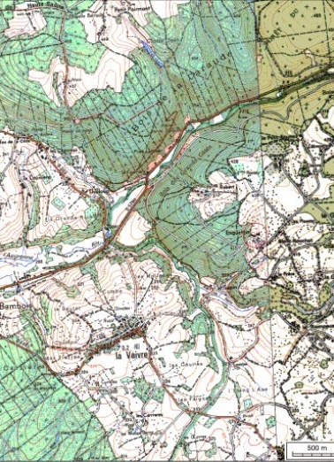 Carte de localisation. Carte topographique au 1:25000, I.G.N., Remiremont, 3519 O. SCAN 25 © IGN - 2008, Licence n°2008CISE29-68. © Région Bourgogne-Franche-Comté, Inventaire du patrimoine