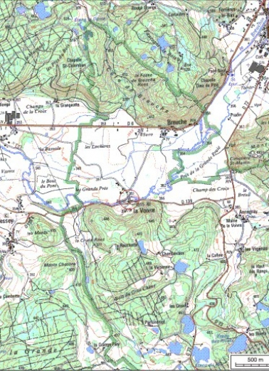 Carte de localisation. Carte topographique au 1:25000, I.G.N., Mélisey, 3520 O. SCAN 25 © IGN - 2008, Licence n°2008CISE29-68. © Région Bourgogne-Franche-Comté, Inventaire du patrimoine