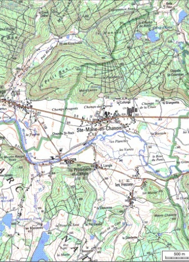 Carte de localisation. Carte topographique au 1:25000, I.G.N., Mélisey, 3520 O. SCAN 25 © IGN - 2008, Licence n°2008CISE29-68. © Région Bourgogne-Franche-Comté, Inventaire du patrimoine