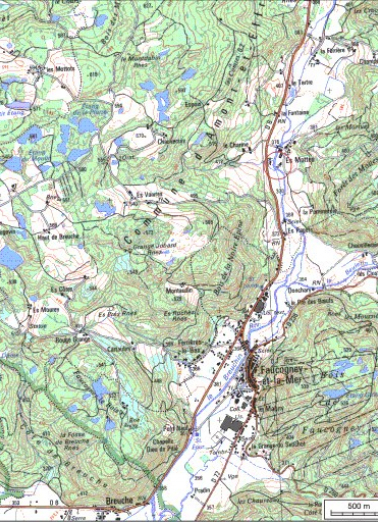 Carte de localisation. Carte topographique au 1:25000, I.G.N., Mélisey, 3520 O. SCAN 25 © IGN - 2008, Licence n°2008CISE29-68. © Région Bourgogne-Franche-Comté, Inventaire du patrimoine
