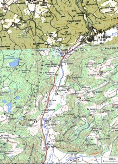 Carte de localisation. Carte topographique au 1:25000, I.G.N., Mélisey, 3520 O. SCAN 25 © IGN - 2008, Licence n°2008CISE29-68. © Région Bourgogne-Franche-Comté, Inventaire du patrimoine