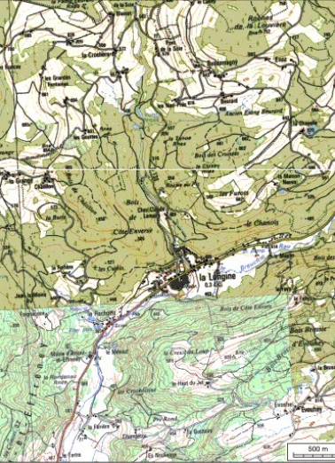 Carte de localisation. Carte topographique au 1:25000, I.G.N., Remiremont, 3519 OT. SCAN 25 © IGN - 2008, Licence n°2008CISE29-68. © Région Bourgogne-Franche-Comté, Inventaire du patrimoine