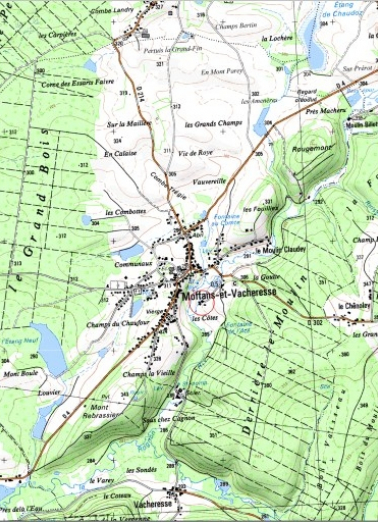 Carte de localisation. Carte topographique au 1:25000, I.G.N., Lure, 3521 O. SCAN 25 © IGN - 2008, Licence n°2008CISE29-68. © Région Bourgogne-Franche-Comté, Inventaire du patrimoine