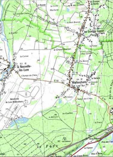Carte de localisation. Carte topographique au 1:25000, I.G.N., Mélisey, 3520 O. SCAN 25 © IGN - 2008, Licence n°2008CISE29-68. © Région Bourgogne-Franche-Comté, Inventaire du patrimoine Carte de localisation. Carte topographique au 1:25000, I.G.N., Mélisey, 3520 O. SCAN 25 © IGN - 2008, Licence n°2008CISE29-68. © Région Bourgogne-Franche-Comté, Inventaire du patrimoine