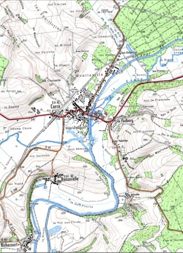 Carte de localisation. Carte topographique au 1:25000, I.G.N., Jussey, 3320 O. SCAN 25 © IGN - 2008, Licence n°2008CISE29-68. © Région Bourgogne-Franche-Comté, Inventaire du patrimoine Carte de localisation. Carte topographique au 1:25000, I.G.N., Jussey, 3320 O. SCAN 25 © IGN - 2008, Licence n°2008CISE29-68. © Région Bourgogne-Franche-Comté, Inventaire du patrimoine