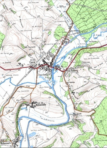 Carte de localisation. Carte topographique au 1:25000, I.G.N., Jussey, 3320 O. SCAN 25 © IGN - 2008, Licence n°2008CISE29-68. © Région Bourgogne-Franche-Comté, Inventaire du patrimoine Carte de localisation. Carte topographique au 1:25000, I.G.N., Jussey, 3320 O. SCAN 25 © IGN - 2008, Licence n°2008CISE29-68. © Région Bourgogne-Franche-Comté, Inventaire du patrimoine