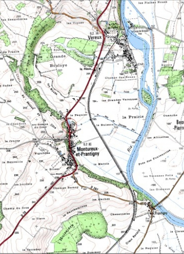 Carte de localisation. Carte topographique au 1:25000, I.G.N., Gray, 3222 E. SCAN 25 © IGN - 2008, Licence n°2008CISE29-68. © Région Bourgogne-Franche-Comté, Inventaire du patrimoine