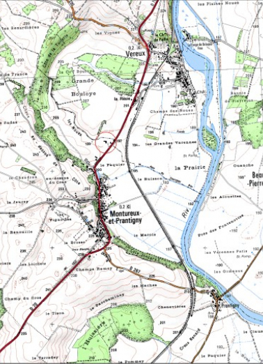 Carte de localisation. Carte topographique au 1:25000, I.G.N., Gray, 3222 E. SCAN 25 © IGN - 2008, Licence n°2008CISE29-68. © Région Bourgogne-Franche-Comté, Inventaire du patrimoine