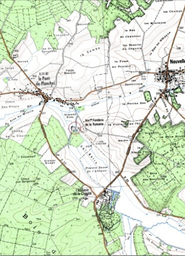 Carte de localisation. Carte topographique au 1:25000, I.G.N., Fresne-Saint-Mamès, 3321 O. SCAN 25 © IGN - 2008, Licence n°2008CISE29-68. © Région Bourgogne-Franche-Comté, Inventaire du patrimoine Carte de localisation. Carte topographique au 1:25000, I.G.N., Fresne-Saint-Mamès, 3321 O. SCAN 25 © IGN - 2008, Licence n°2008CISE29-68. © Région Bourgogne-Franche-Comté, Inventaire du patrimoine