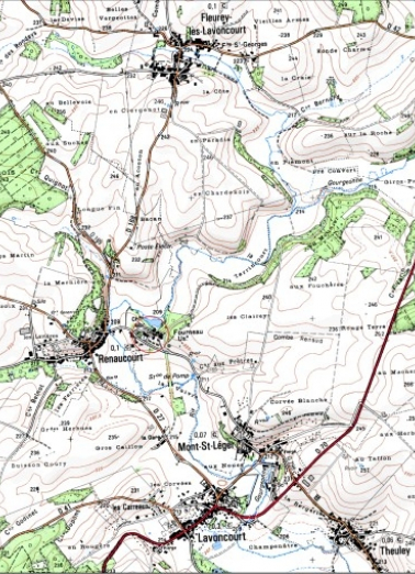 Carte de localisation. Carte topographique au 1:25000, I.G.N., Dampierre-sur-Salon, 3221 E. SCAN 25 © IGN - 2008, Licence n°2008CISE29-68. © Région Bourgogne-Franche-Comté, Inventaire du patrimoine