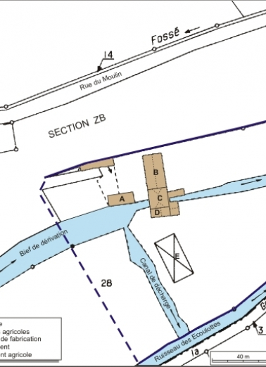 Plan-masse et de situation. Extrait du plan cadastral numérisé, 2008, section ZP, 1:2000 agrandi à 1:1250. Source : Direction générale des Finances Publiques - Cadastre ; mise à jour : 2008. © Région Bourgogne-Franche-Comté, Inventaire du patrimoine