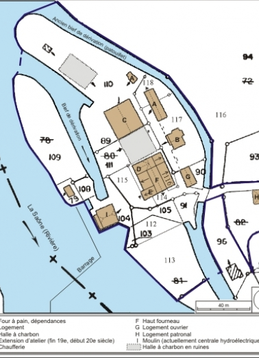 Plan-masse et de situation. Extrait du plan cadastral numérisé, 2008, section ZB, 1:2000 agrandi à 1:1250. Source : Direction générale des Finances Publiques - Cadastre ; mise à jour : 2008. © Région Bourgogne-Franche-Comté, Inventaire du patrimoine