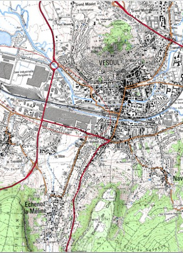 Carte de localisation. Carte topographique au 1:25000, I.G.N., Vesoul, 3421 O. SCAN 25 © IGN - 2008, Licence n°2008CISE29-68. © Région Bourgogne-Franche-Comté, Inventaire du patrimoine Carte de localisation. Carte topographique au 1:25000, I.G.N., Vesoul, 3421 O. SCAN 25 © IGN - 2008, Licence n°2008CISE29-68. © Région Bourgogne-Franche-Comté, Inventaire du patrimoine