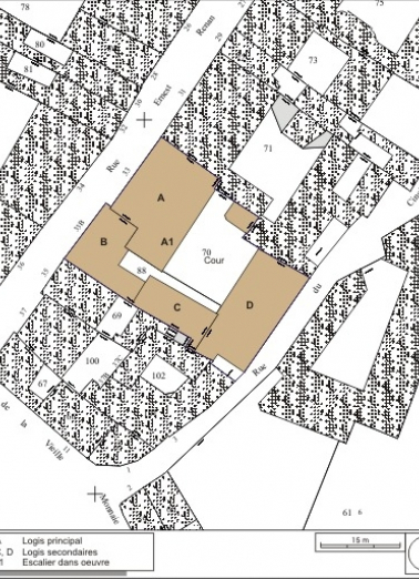 Plan masse et de situation Extrait du plan cadastral, 1974, section AM. © Région Bourgogne-Franche-Comté, Inventaire du Patrimoine