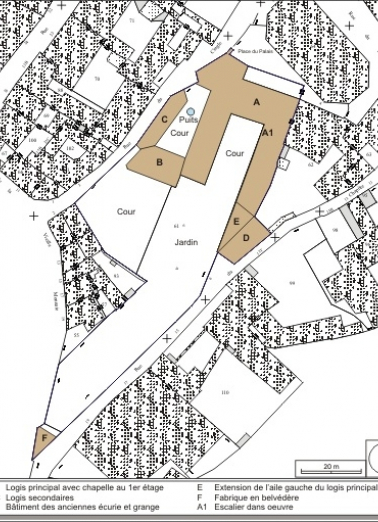 Plan masse et de situation. Extrait du plan cadastral, 1974, section AM. © Région Bourgogne-Franche-Comté, Inventaire du patrimoine