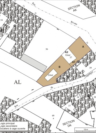 Plan masse et de situation. Extrait du plan cadastral, 1974, section AL. © Région Bourgogne-Franche-Comté, Inventaire du patrimoine
