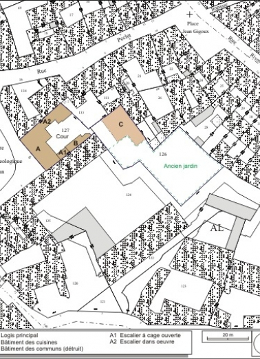 Plan masse et de situation. Extrait du plan cadastral, 1974, section AL. © Région Bourgogne-Franche-Comté, Inventaire du patrimoine