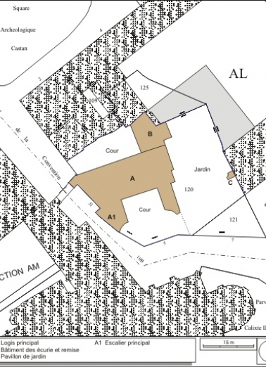 Plan masse et de situation. Extrait du plan cadastral, 1974, section AL. © Région Bourgogne-Franche-Comté, Inventaire du patrimoine