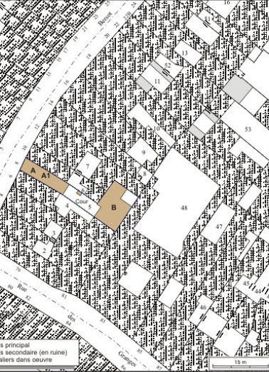 Plan masse et de situation. Extrait du plan cadastral, 1974, section AI. © Région Bourgogne-Franche-Comté, Inventaire du patrimoine