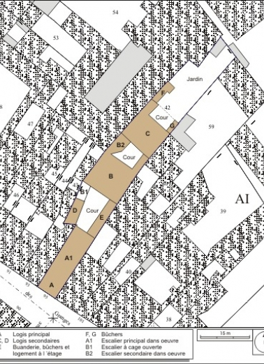 Plan masse et de situation. Extrait du plan cadastral, 1974, section AI. © Région Bourgogne-Franche-Comté, Inventaire du patrimoine