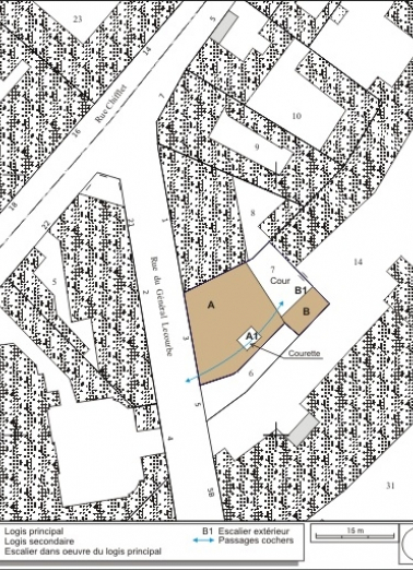 Plan masse et de situation. Extrait du plan cadastral, 1974, section AP. © Région Bourgogne-Franche-Comté, Inventaire du patrimoine
