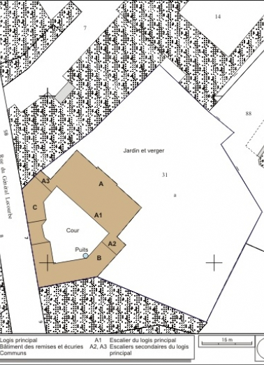 Plan masse et de situation. Extrait du plan cadastral, 1974, section AP. © Région Bourgogne-Franche-Comté, Inventaire du patrimoine