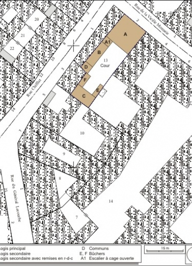 Plan masse et de situation. Extrait du plan cadastral, 1974, section AP. © Région Bourgogne-Franche-Comté, Inventaire du patrimoine