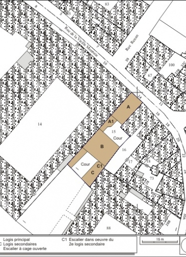 Plan masse et de situation. Extrait du plan cadastral, 1974, section AP. © Région Bourgogne-Franche-Comté, Inventaire du patrimoine