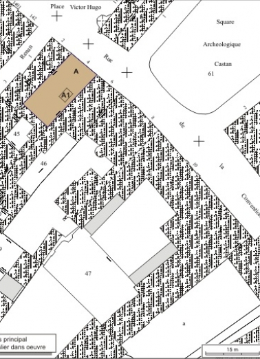 Plan masse et de situation. Extrait du plan cadastral, 1974, section AM. © Région Bourgogne-Franche-Comté, Inventaire du patrimoine