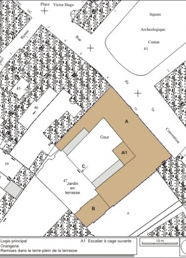 Plan masse et de situation. Extrait du plan cadastral, 1974, section AM. © Région Bourgogne-Franche-Comté, Inventaire du patrimoine