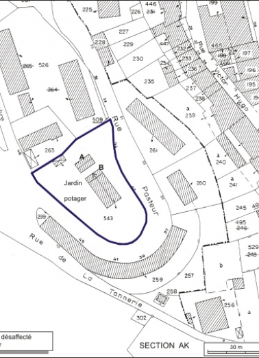 Plan-masse et de situation. Extrait du plan cadastral, 1980, section AI, échelle 1:1000. © Région Bourgogne-Franche-Comté, Inventaire du patrimoine Plan-masse et de situation. Extrait du plan cadastral, 1980, section AI, échelle 1:1000. © Région Bourgogne-Franche-Comté, Inventaire du patrimoine