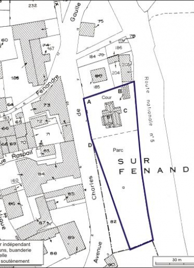 Plan-masse et de situation. Extrait du plan cadastral, 1980, section AE, échelle 1:1000. © Région Bourgogne-Franche-Comté, Inventaire du patrimoine