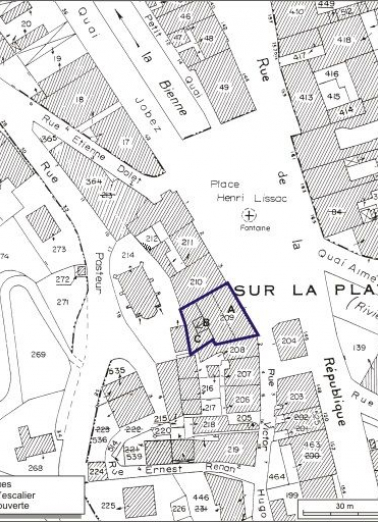 Plan-masse et de situation. Extrait du plan cadastral, 1980, section AI, échelle 1:1000. © Région Bourgogne-Franche-Comté, Inventaire du patrimoine Plan-masse et de situation. Extrait du plan cadastral, 1980, section AI, échelle 1:1000. © Région Bourgogne-Franche-Comté, Inventaire du patrimoine