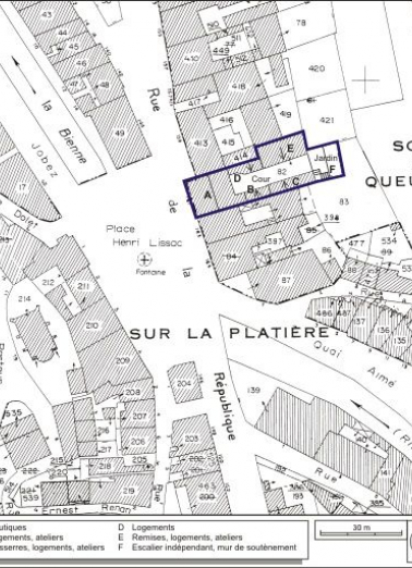 Plan-masse et de situation. Extrait du plan cadastral, 1980, section AI, échelle 1:1000. © Région Bourgogne-Franche-Comté, Inventaire du patrimoine Plan-masse et de situation. Extrait du plan cadastral, 1980, section AI, échelle 1:1000. © Région Bourgogne-Franche-Comté, Inventaire du patrimoine