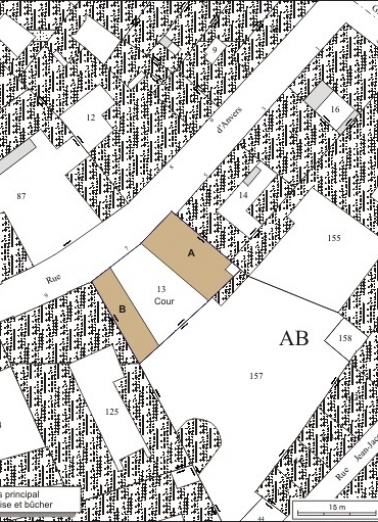 Plan masse et de situation. Extrait du plan cadastral, 1974, section AB. © Région Bourgogne-Franche-Comté, Inventaire du patrimoine